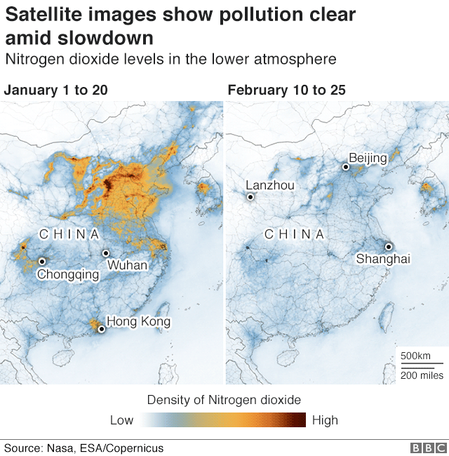 air pollution cleared due to coronavirus